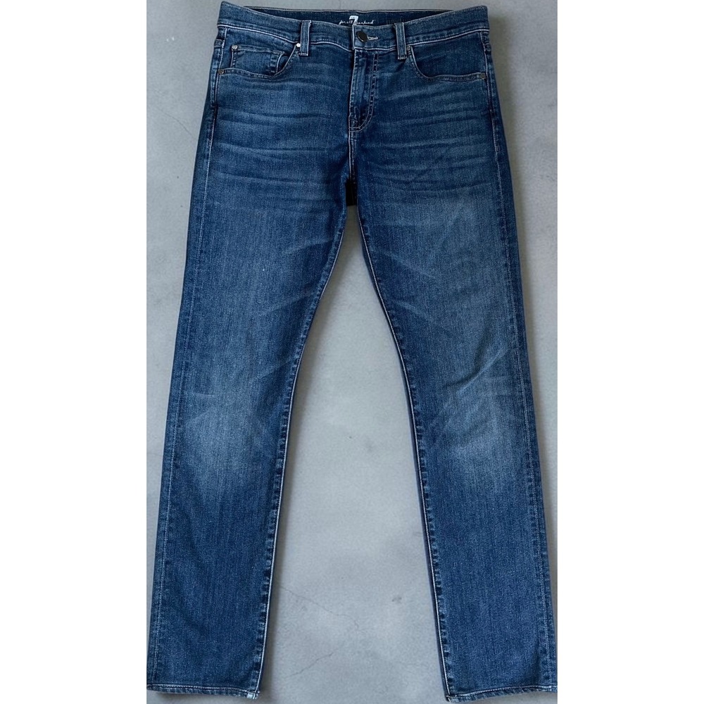 7 For All Mankind Paxtyn Skinny Jeans Mens 32 Medium Wash AT185834P Blue Denim